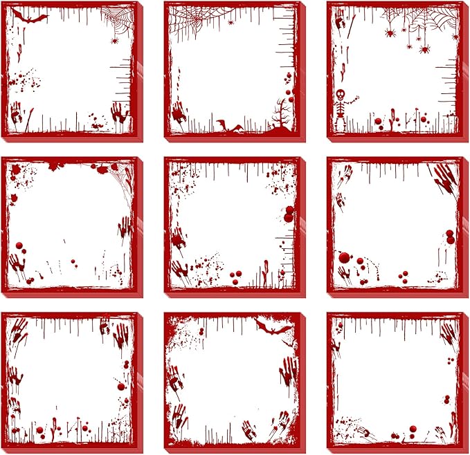 9 Pieces Halloween Sticky Note Halloween Blood Note Pads 450 Pieces of Self Adhesive Removable Memo Pads, 50 Sheets Each for Halloween School Office Home Students Teachers Presents