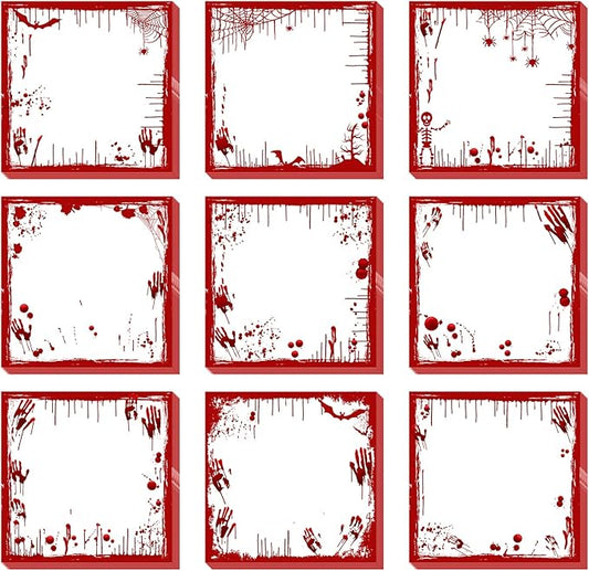 9 Pieces Halloween Sticky Note Halloween Blood Note Pads 450 Pieces of Self Adhesive Removable Memo Pads, 50 Sheets Each for Halloween School Office Home Students Teachers Presents