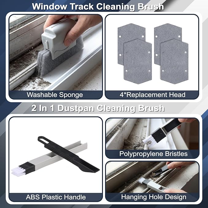 Yiyiring 23 Pcs Window Track Cleaner Tools Set, Window Groove Cleaning Brush Kit for Sliding Door, Sill, Tile Lines, Shutter, Car Vents, Keyboard, Air Conditioner