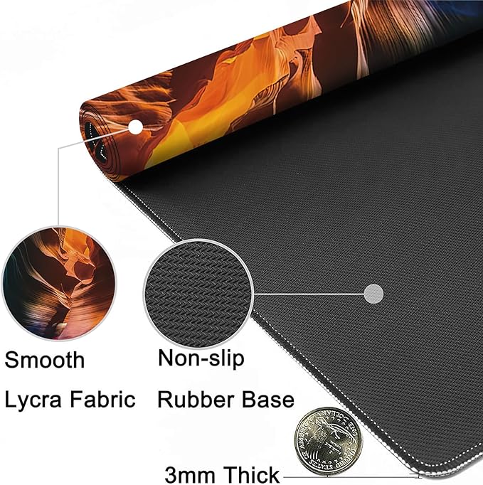 MIOAOSRT Desk Mat,Colored Rock Formations Extended Gaming Mouse Pad,Large Non-Slip Rubber Base Mousepad with Stitched Edges,Waterproof Mouse Mat Desk Pad for Office Game Home 35.4x15.75 in
