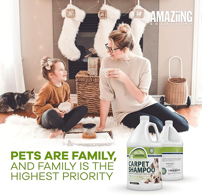 Amaziing Solutions Pet Carpet Shampoo - Carpet Cleaner Solution for Carpet Cleaner Machine, Urine Smell & Stain Remover, Pet Urine Enzyme Cleaner, Carpet Shampoo Solution, Carpet Shampooer, 1 Gallon