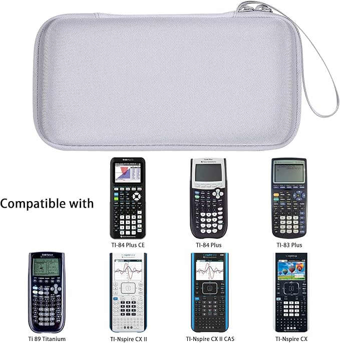 co2CREA Carrying Case for Texas Instruments TI-84 Plus CE Python Enhanced/TI-84/TI-Nspire CX II CAS/TI-Nspire CX II/TI-83 Plus/TI-89 Titanium/TI-85/TI-86 Color Graphing Calculator, White Case