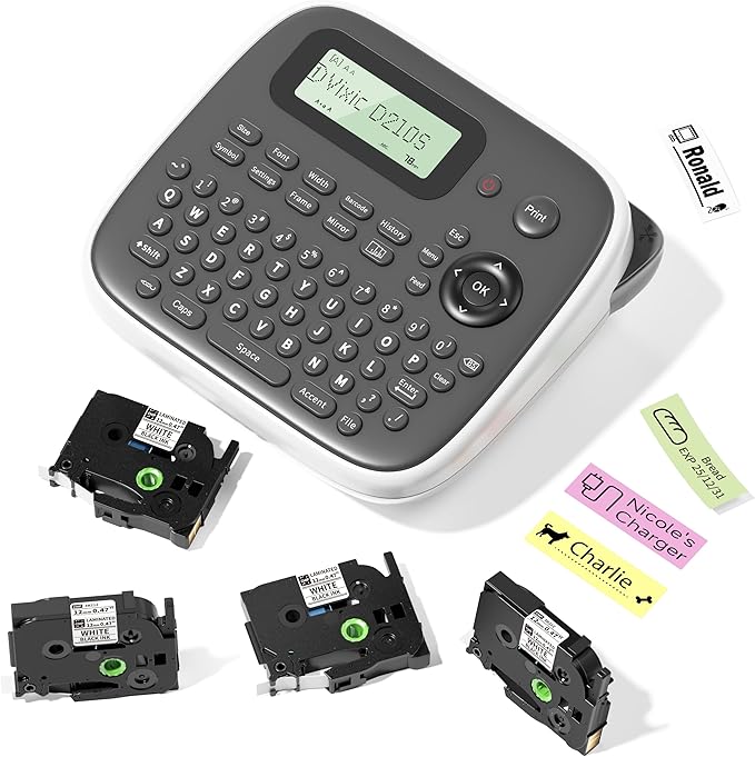 Vixic Label Makers, Label Maker Waterproof-Labels, D210S Label Maker Machine with Tapes, Portable Label Machine with Keyboard Powered by Type-C, Handheld Labeler Machine for School Office Organization