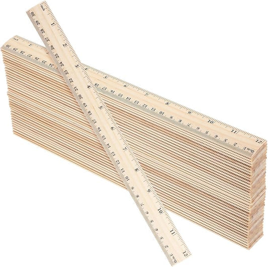 50Packs Wooden Ruler Dual Scale 12Inch/30CM Rulers Bulk Wood Measuring Ruler for School,Home,Office Teacher Supplies for Classroom