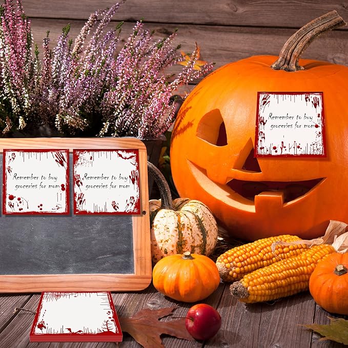 9 Pieces Halloween Sticky Note Halloween Blood Note Pads 450 Pieces of Self Adhesive Removable Memo Pads, 50 Sheets Each for Halloween School Office Home Students Teachers Presents