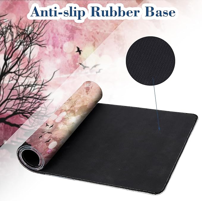 Large Gaming Mouse Pad for Desk Japanese Warrior Big Desk Mat Extended Mousepad with Stitched Edge and Non-Slip Base Long Computer Keyboard Mouse Mat for Home Office Work, 11.8 x 31.5 Inch