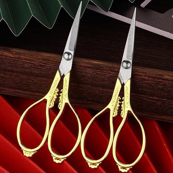 Mini Embroidery Scissors - Vintage European Style, Stainless Steel for Art Work DIY Tools, Small, Gold