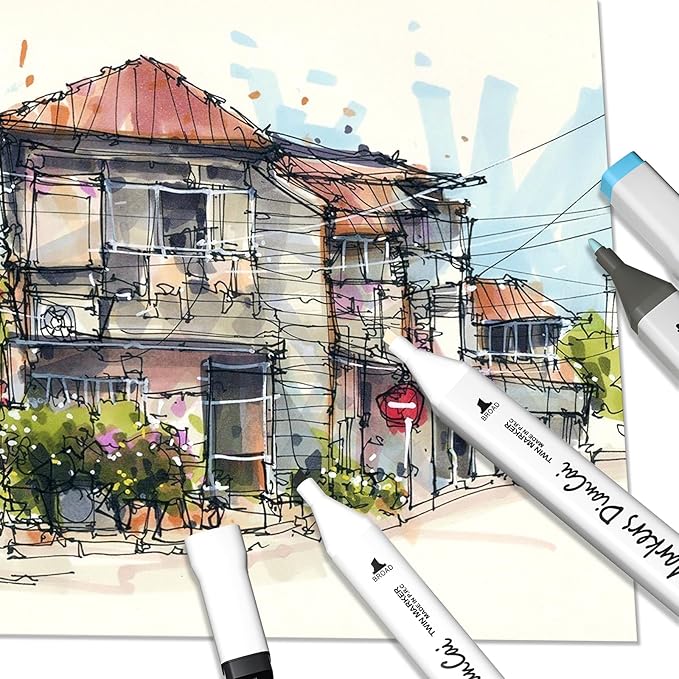 Alcohol Markers set 120 colors,Painting Marker for Artists,Dual Tip alcohol markers Permanent Art Pen for Kids,Drawing Art Markers for Adults,Sketch Pens for Drawing (White)