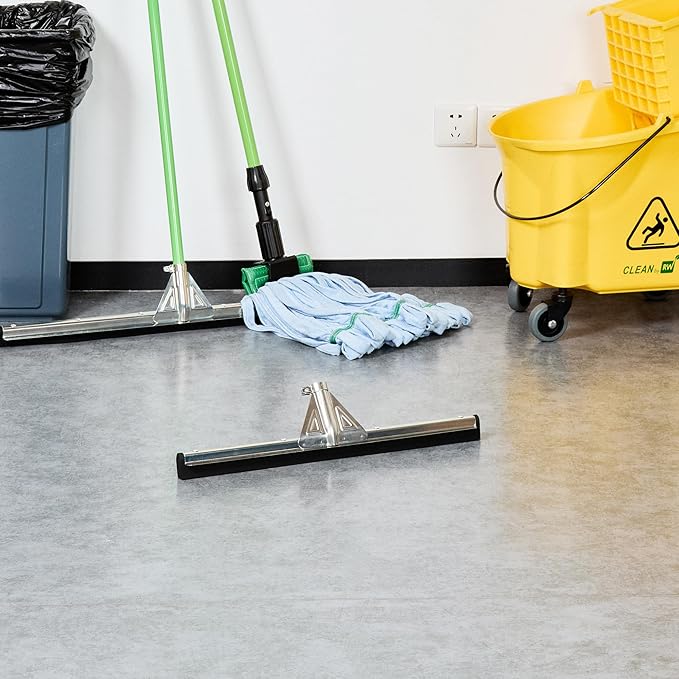Restaurantware-SQUEEGEE ONLY: Clean Tek Professional 21.75 Inch Floor Squeegee, 1 Broom With Double Rubber Blade - Handle Sold Separately, Heavy-Duty, Steel Wiper For Concrete Floor