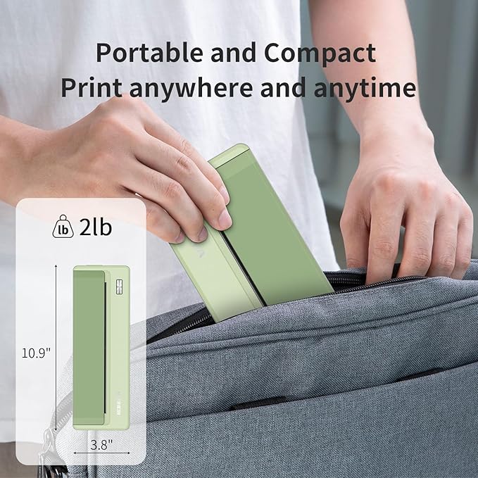 Rongta Portable Printer Wireless for Travel,300Dpi Bluetooth Inkless Thermal Small Printer for Office/School/Home Use,Compatible with Android,iOS & Laptop,Support 8.5" X 11" US Letter