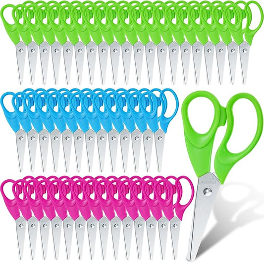 Newwiee 90 Pack Kids Scissors, 5.5 Inch Safety Blunt Tip Student Scissors with Comfort Grip for Child Student Teacher, School Supplies Craft Cutting Paper