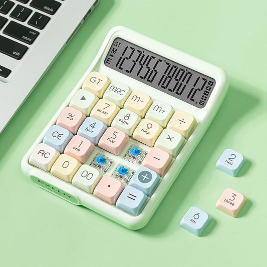 Mechanical Switch Calculator, 12 Digit Large LCD Display, Big Buttons, Real Mechanical Keypad, Desktop Calculator for Office & Study