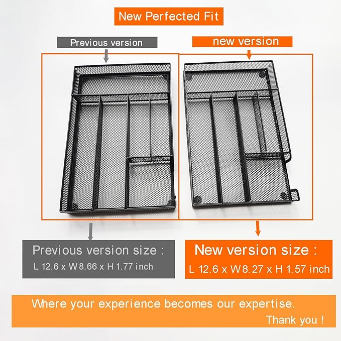 New Desk Drawer Organizer, Desk Organizer,Metal Mesh Office Drawer Organizer Tray, 6 Compartments for Office School Home,12.6 x 8.27 x 1.57 inch, Black (1pc pack)