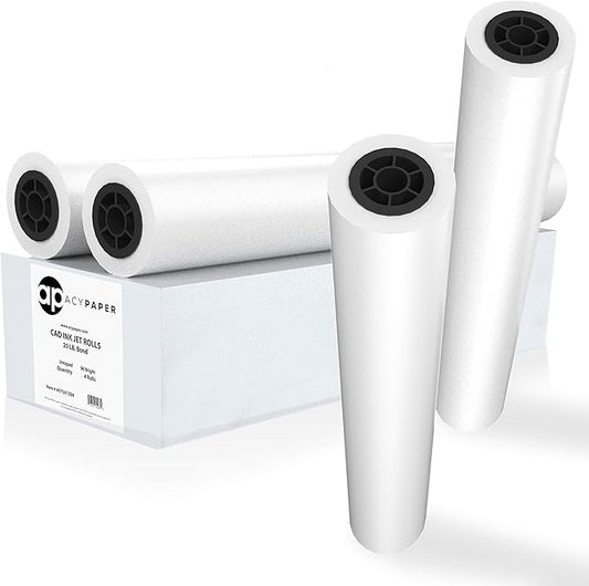 ACYPAPER Plotter Paper 36 x 150, CAD Paper Rolls, 20 lb. Bond Paper on 2" Core for CAD Printing on Wide Format Ink Jet Printers, 4 Rolls per Box. Premium Quality