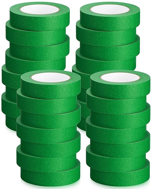 Fainne 40 Pcs Green Painters Masking Tape Bulk 1 Inch x 55 Yard, General Purpose Paint Band Removable Adhesive Tape Multi Surface Roll for Painting Labeling School Supplies
