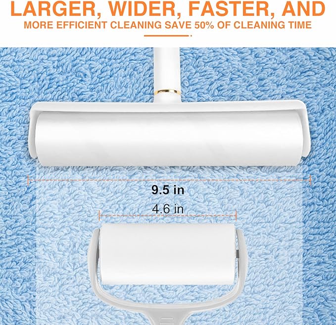 LINSIRON Large Lint Roller Pet Hair Remover 540 Adhesive Sheets Rollers 9.45 Extra Sticky Dog Cat Adjustable Handle 7.9-47.6 Inch, 6 Replaceable Rolls 90 Sheets Each, 3 Extension Rods for 4 Heights