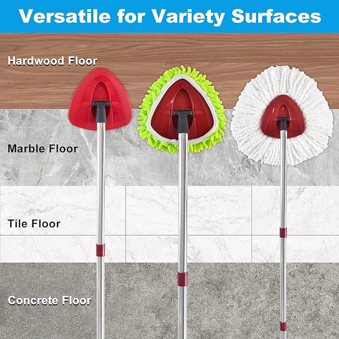 Mop Heads Replacements for Ocedar, Mop Replace Head for o Cedar Easywring 1 Tank, Spin Mop Replacement Head Mop Heads Include 4 Pack Spin Mop Refills, 1 Pack Scrubber Mop Head and 1 Mop Base