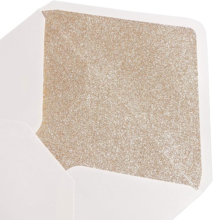 PONATIA 50 Pieces/Lot A7 Envelopes, 5.25 x 7.5'' Gold Glitter Shinny Envelopes, Perfect for 5x7'' Weddings, Invitation Cards,Graduation Invite