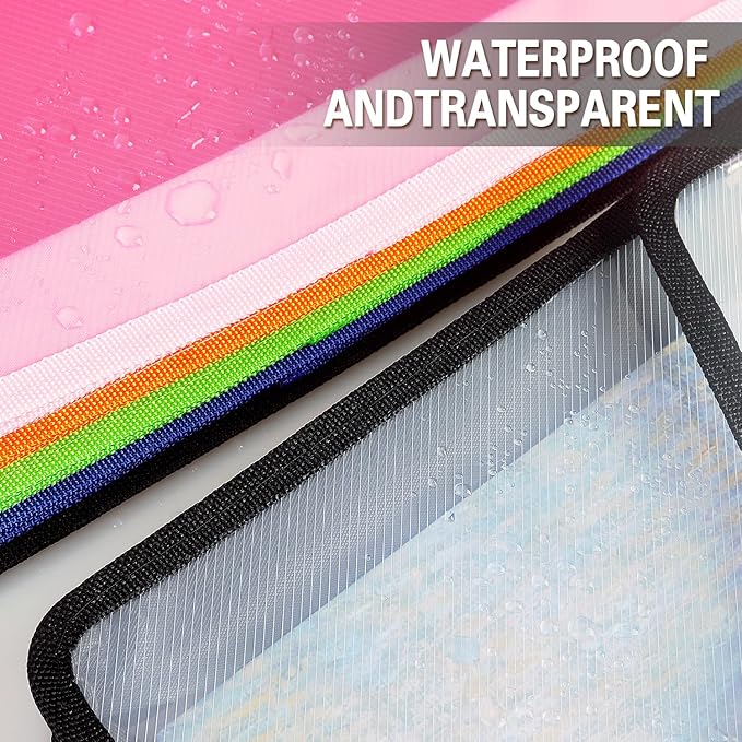 Plastic Expanding File Folder, Transparent envelopes with Snap Closure, No Dividers, Large Capacity, Fit Letter/A4 Size (Black)