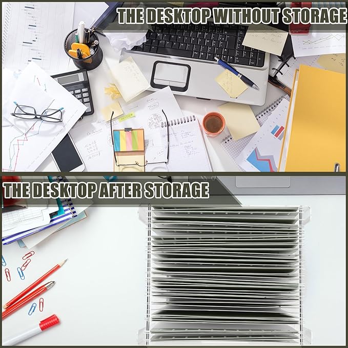 24 Hanging File Folder with Acrylic Organizer for Letter/a4 Size Desktop Clear File Storage Box with Handles for Home Work Office Use (Green,Classic)