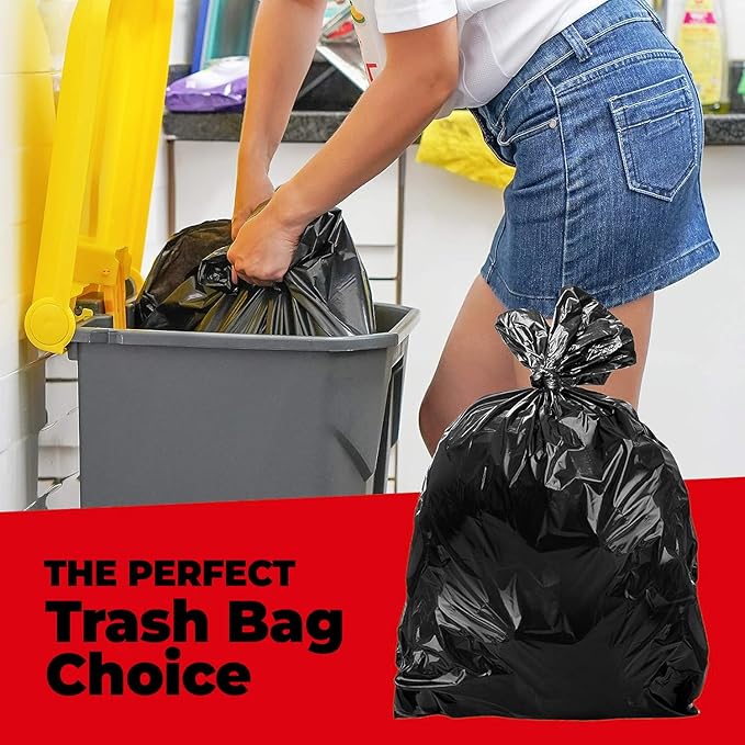 ToughBag 55 Gallon Trash Bags (32 Count) Heavy Duty Trash Bags, Black Garbage Bags, 2.5 Mil - Made in USA