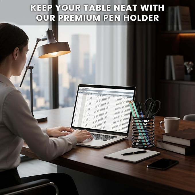 Wire Pencil Holder for Desk | Spring Shaped Pen Cup Holder & Pencil Cup Organizerfor Desk | Multipurpose Cute Pen Holders & Countertop Toothbrush Holders | Unique Stationary Organizer for Desks