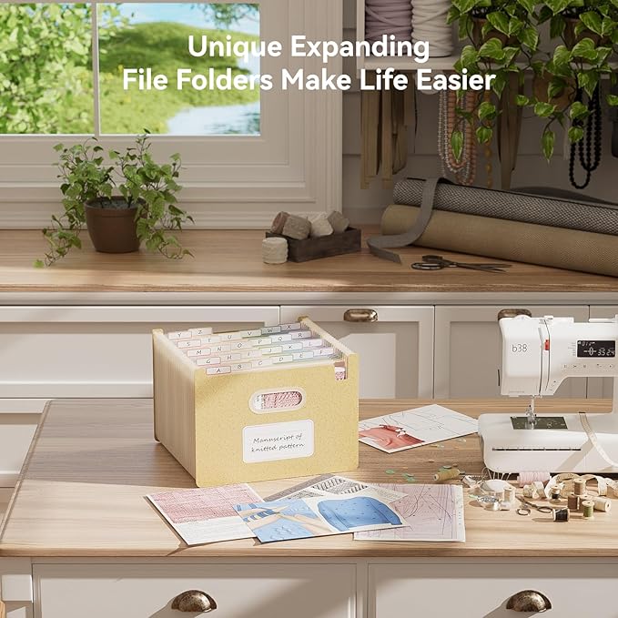 Accordion File Organizer, 26 Pockets Wheat Straw Expanding File Folders, Upright&Open Top, A-Z Bill Receipt Organizer, 100% BPA Free, Return to Nature, Healthy Living, Letter/A4 Size-Wheat Yellow