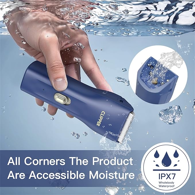 Founouly Dog Cat Home Hair Waterproof Clipper Wireless Dog Trimmer for Grooming,Blue,TS006
