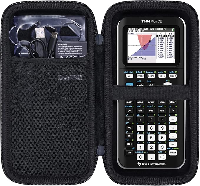 co2CREA Carrying Case for Texas Instruments TI-84 Plus CE Python Enhanced/TI-84/TI-Nspire CX II CAS/TI-Nspire CX II/TI-83 Plus/TI-89 Titanium/TI-85/TI-86 Color Graphing Calculator, All Black Case