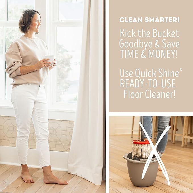 Quick Shine Hardwood Floor Cleaner 64oz, 4Pk| Use in Spray & Vac Mops| Removes Dirt & Scuff Marks| Ready-to-Use, Streak Free, No Rinse| Safer Choice Cleaner| Perfect for Gentle and Effective Cleaning