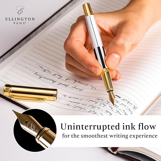 Ellington Pens Luxury Fountain Pen Set - Smooth Fine Nib- Includes 3 Ink Cartridges, Refillable Ink Converter, Gift Box- Fountain Pens For Writing, Calligraphy, Journaling, Sketching (Master Chopin)