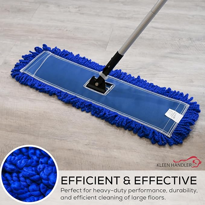 Kleen Handler 48 inch Microfiber Dust Mop | 12 Pack, Extra Large Washable Commercial Mop Head Replacement
