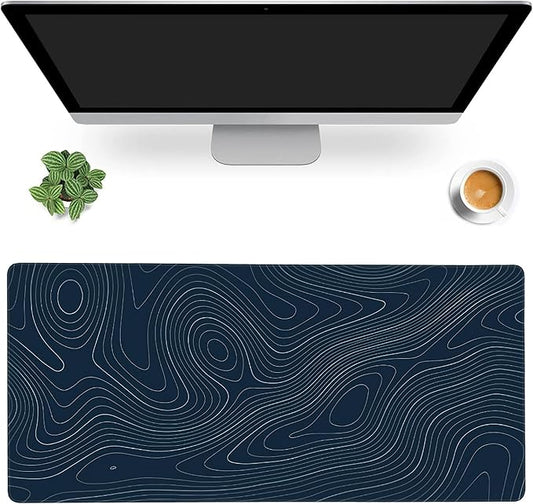 MIOAOSRT Desk Mat,Topographic Map Gaming Mouse Pad,XXL Extended Mouse Pad Mat for Office,Computer,Keyboard with Non-Slip Base Stitched Eges Mousepad 35.4x15.75 inch