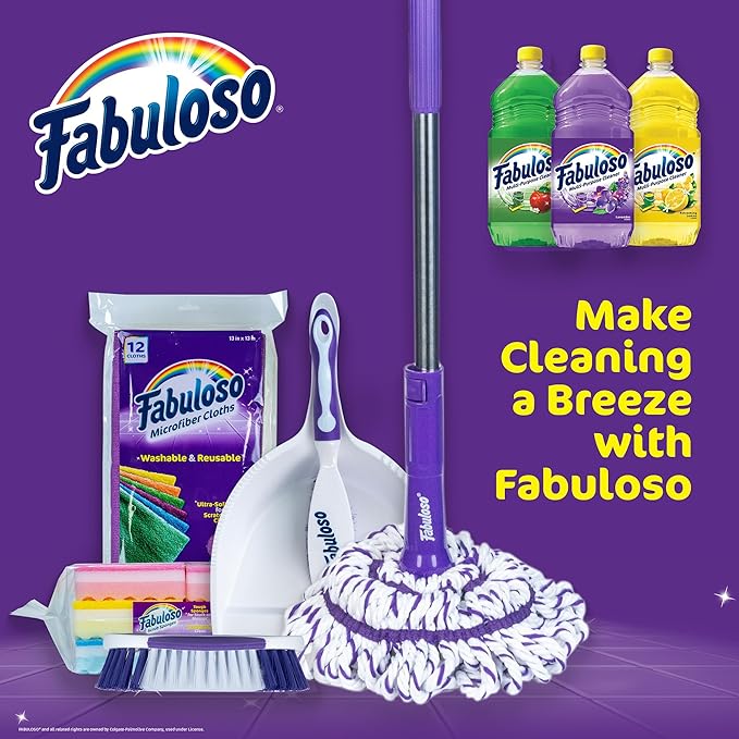 Fabuloso Tile Brush with Spot Scrubber – Bathroom Cleaning Brush with Medium Bristles, Shower Scrubber, and Hanging Hole