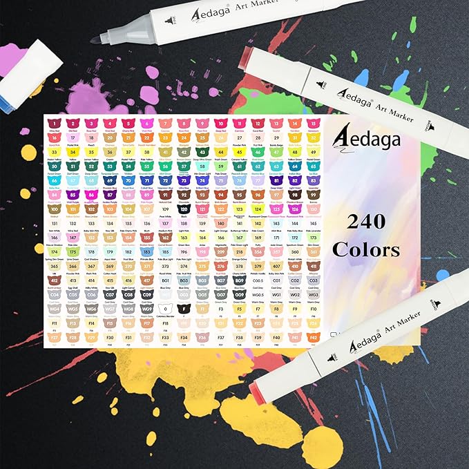 YHC 240 Colors Alcohol Markers for Artists, Free APP for Coloring, Dual Tips Alcohol-Based Markers for Drawing,Painting and Sketching, Great Gift Idea for Kids and Adults