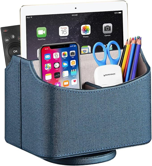 YAPISHI Remote Control Holder Swivel Remotes Caddy Organizer for TV Accessories/Controllers/Office Supplies/Phones, Bedside Table Desk Organizers and Decorations for Living Room, Desktop Storage Box