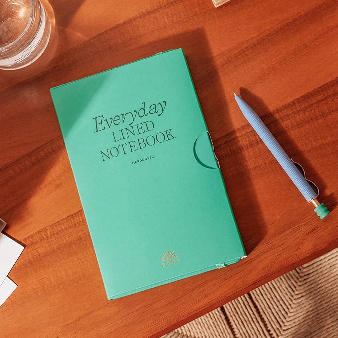 Papier Everyday Notebook - Green, 5” x 8.25” | Lined Journal Book with Expandable Back Pocket | For Note Taking, Journalling, List Making, School, University Essentials or the Office | FSC Paper