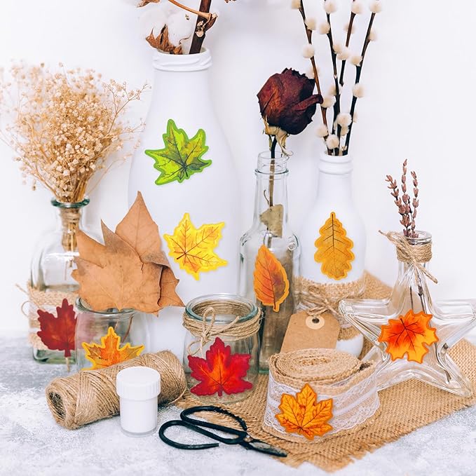 30 Pack 1200 Sheets Fall Maple Leaves Sticky Notes Colorful Autumn Leaves Self-Adhesive Notepads Thanksgiving Memo Pad Message Reminder for Office Home School Supplies