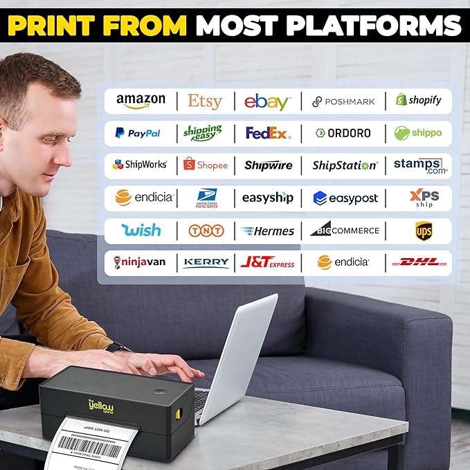 Label Printer, Bluetooth Thermal Printer, 4x6 Shipping Label Printer, Thermal Label Printer Desktop or Phone, Compatible with iPhone, Android, Windows, Mac, Chromebook, Amazon, Ebay, UPS.USPS (Black)