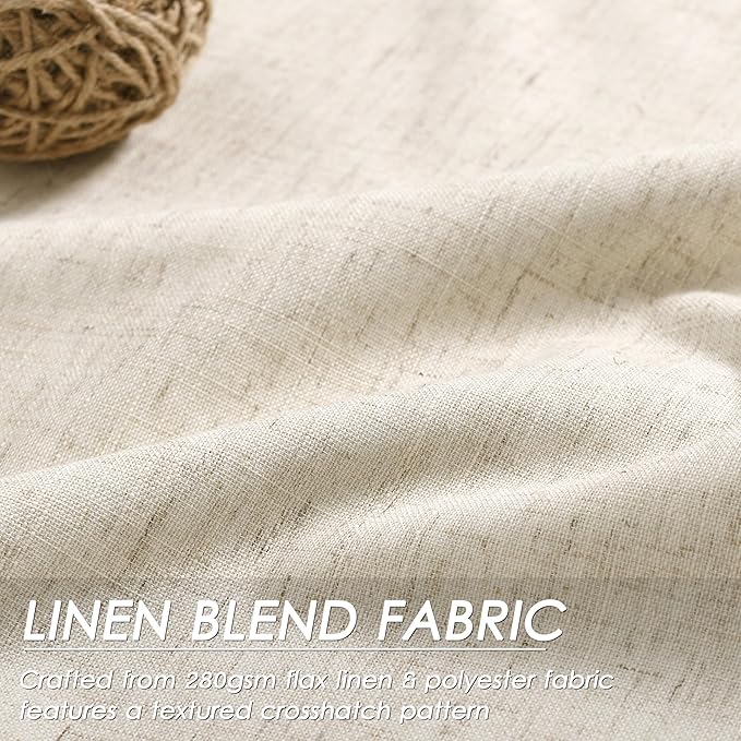 Beige Blackout Linen Curtains 105 Inches Long 2 Panels for Bedroom Back Tab Pinch Pleated Thermal Insulated Black Out Curtains Boho Farmhouse Drop Cloth Room Darkening Curtain Taupe Tan