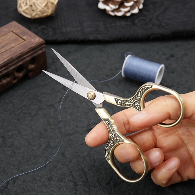 Small Craft scissors-5 Inch Vintage Precision Scissors-Ultra Sharp Blade Shears,scotch scissors for Office Home School Sewing Fabric Craft Hair trimming,Facial,Beard,Eyebrow (Bronze)…