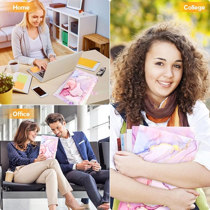 Expanding File Folder, Aesthetic Folders for School, Accordion File Organizer, Aesthetic Folder with Labels,5 Pockets Important Document Folders for School Office Home(Purple Gold)