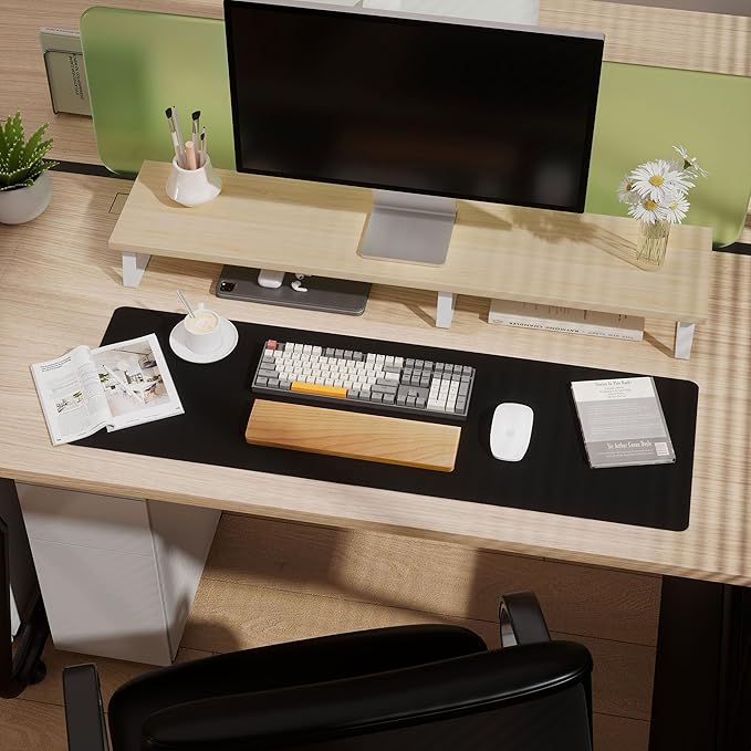 Aothia Leather Desk Pad Protector - Large Mouse Pad, Office Desk Mat, Non-Slip PU Leather Desk Blotter, Laptop Desk Pad, Waterproof Desk Writing Pad for Office and Home (Black, 38" x 13.7")