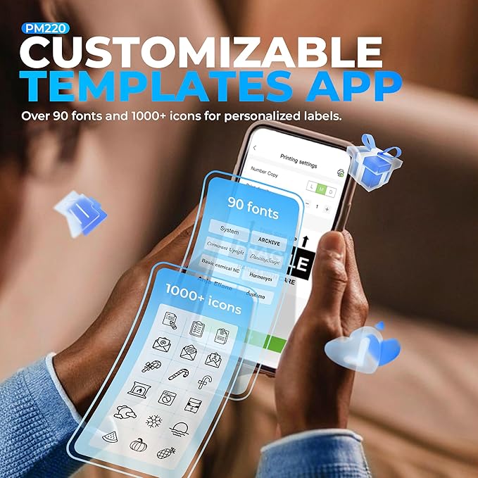 Nelko Label Maker Machine with Tape, PM220 Bluetooth Label Printer, 2 Inch Portable Thermal Printer for Small Business, Address, Logo, Clothing, Sticker Printer for Phones & PC, 1 Count, Maroon