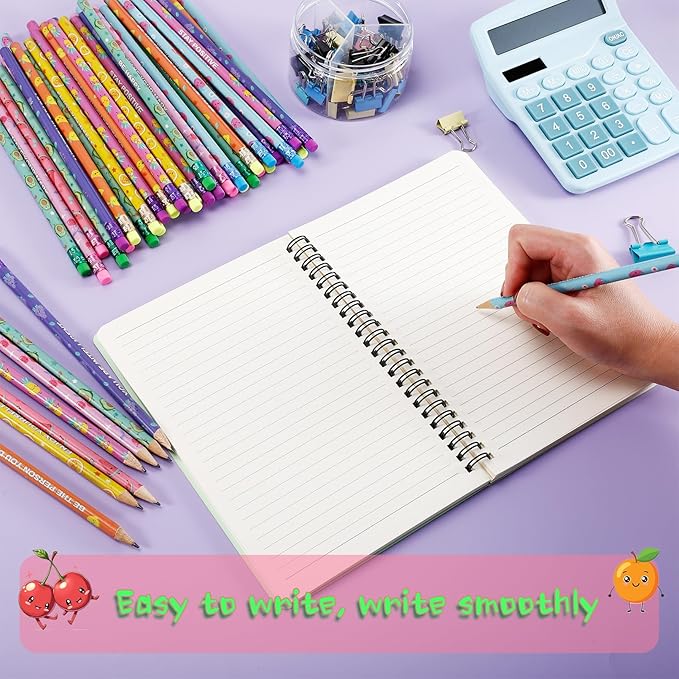 200 Pcs Scented Pencils Bulk, Fun Pencils with Eraser, Cute Wood Pencil with Inspirational Motivational, Wooden Pencil for Classroom Student Reward Girls Boys Gifts Supplies,8 Fruit Styles