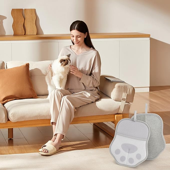 HASSLICKIT Paw-Shaped Pet Hair Removal Glove – Electrostatic Cat & Dog Hair Remover for Furniture, Clothes, Carpet & Car Seats – Cute Reusable Multi-Surface Lint & Fur Removal Tool (Grey)