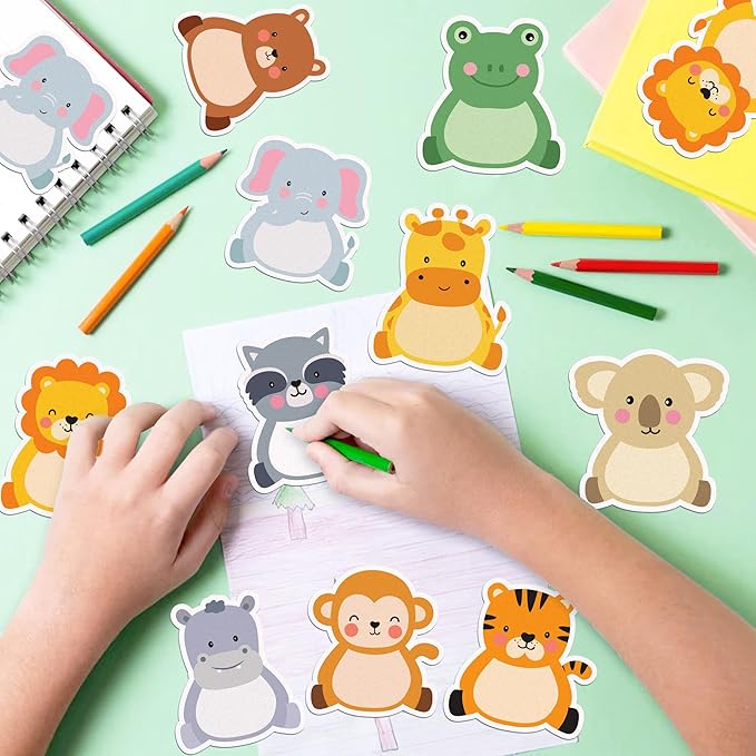 Jungle Animals Sticky Notes, 240 Pages Cute Cartoon Animal Self Adhesive Memo Pad Jungle Animals Sticky Note Self Stick Cartoon Notepad Notes Memo Pads for Home, School, Office -12 Designs