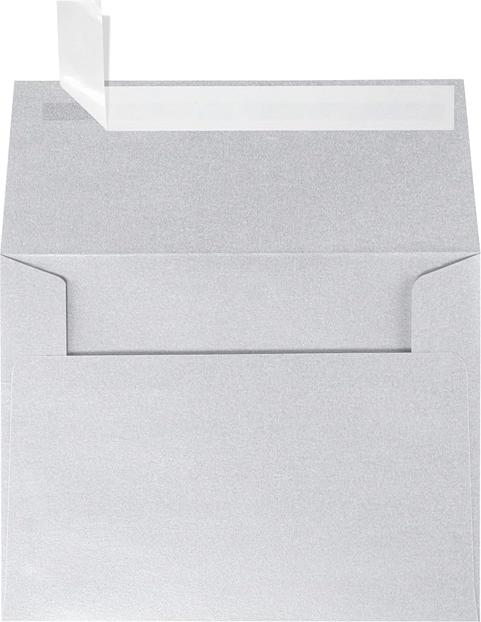 LUXPaper A2 Invitation Envelopes | Peel & Press | 4 3/8" x 5 3/4" | Silver Metallic | 80lb. Text | 50 Qty