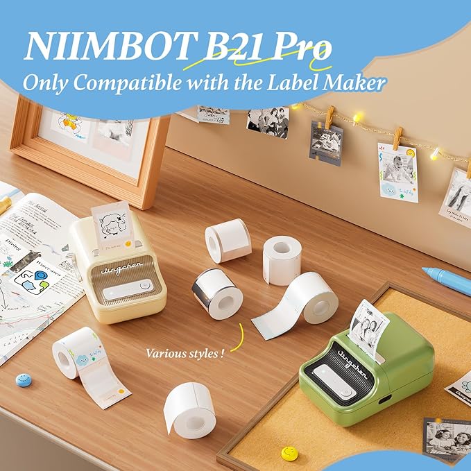 NIIMBOT Photo Papers Only for B21 Pro 300DPI Label Maker, Thermal Picture Labels Good Idea to Print Photos, Beauty Memories, Note,List (2.13''x3.3''-54x84mm)