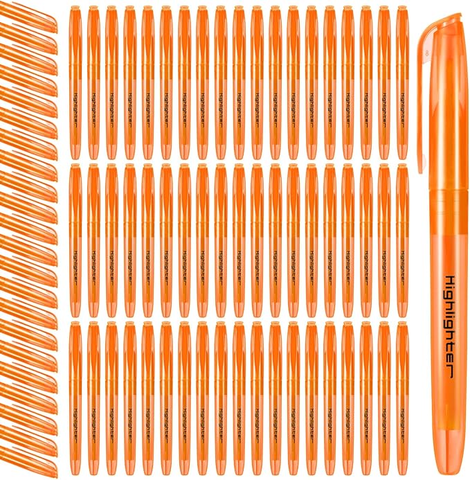 Fulmoon 80 Pieces Highlighters, Chisel Tip Bright Colors Quick Drying Markers for Adults Kids Highlighting in the Home School Office (Orange)